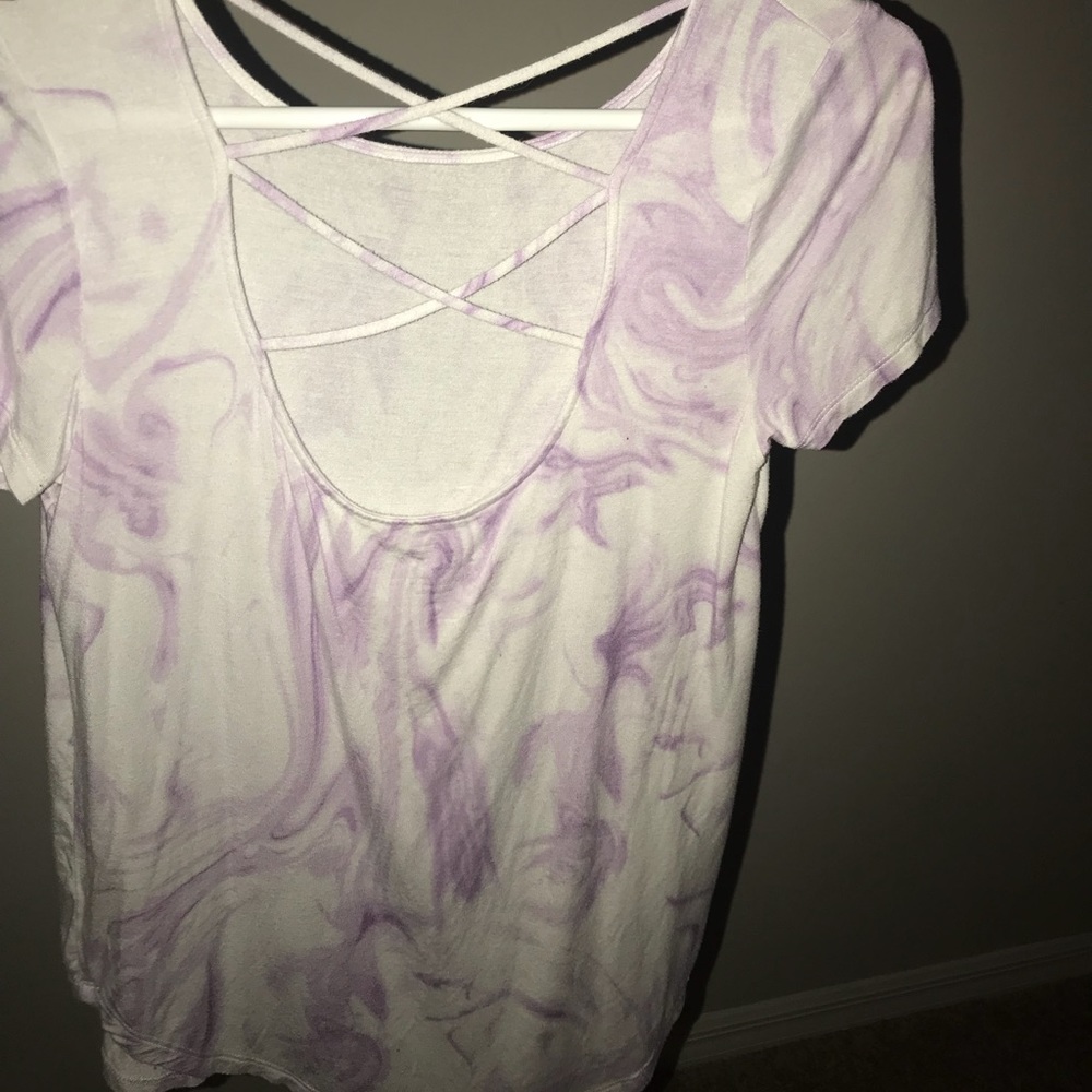 purple & white swirly AE top